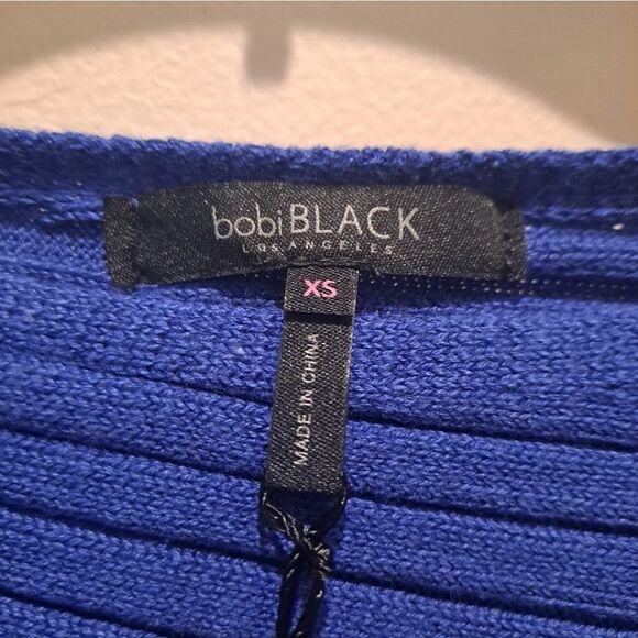 Bobi Black royal blue off shoulder directional rib sweater size extra sm… - Picture 4 of 8